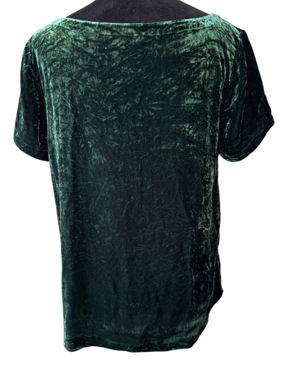 Eileen  FisherVelvet Short Sleeve Women's Top - Emerald Green Size Medium - Picture 2 of 5